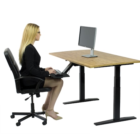 Uncaged Ergonomics RiseUpElectricStandingDesk60X30"BambooDesktopSitStandOffice, Rubb RUBB